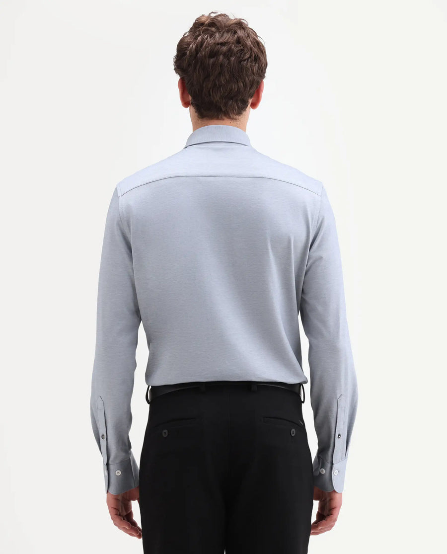 Rare Rabbit Men's Bogi Light Blue Cotton Blend Full Sleeve Spread Collar Regular Fit Plain Shirt