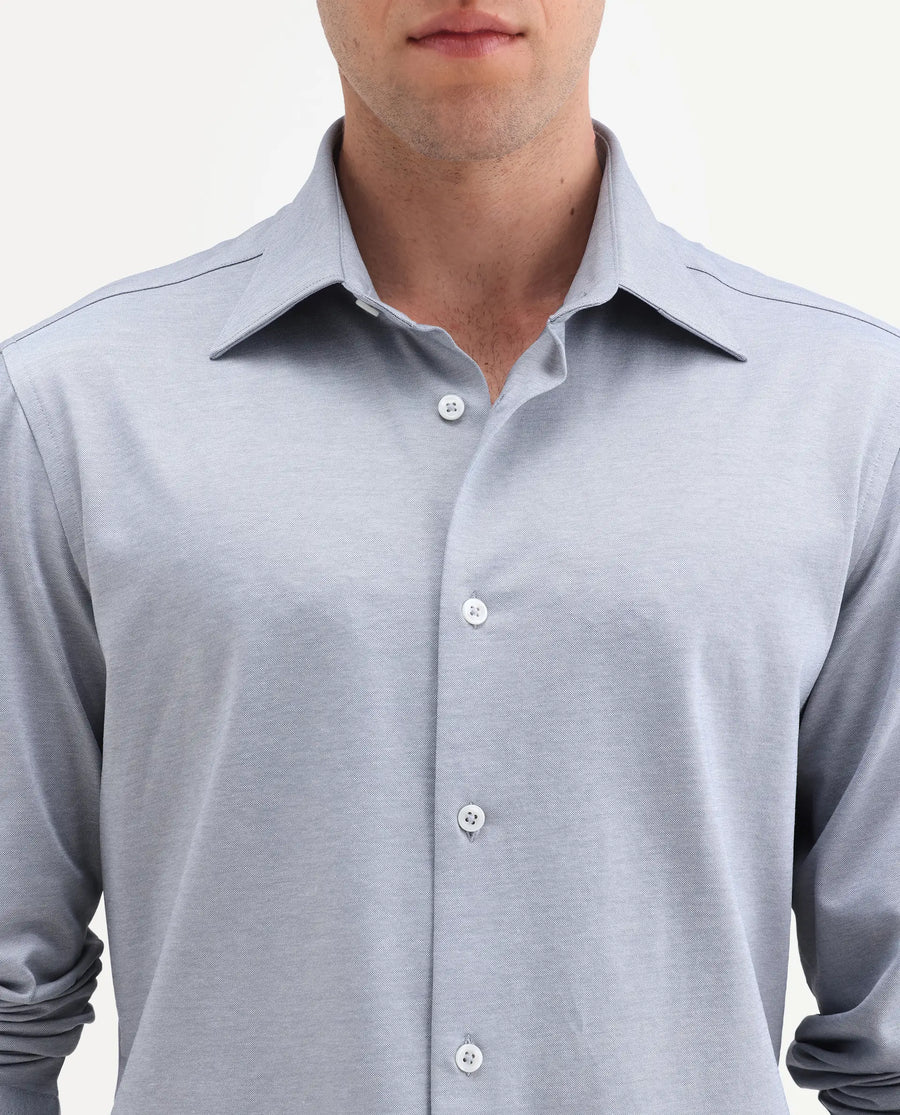 Rare Rabbit Men's Bogi Light Blue Cotton Blend Full Sleeve Spread Collar Regular Fit Plain Shirt