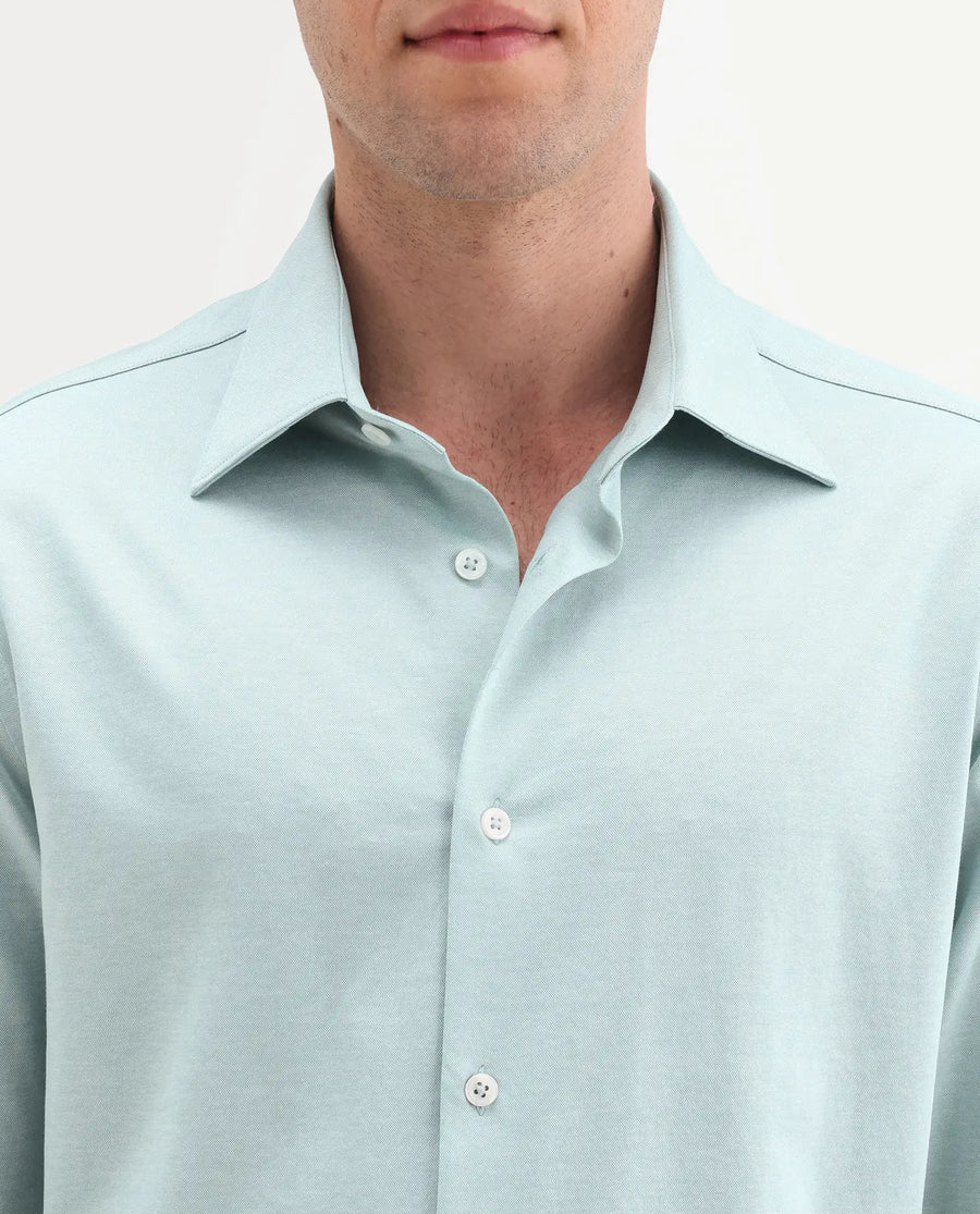 Rare Rabbit Men's Bogi Light Green Cotton Blend Full Sleeve Spread Collar Regular Fit Plain Shirt