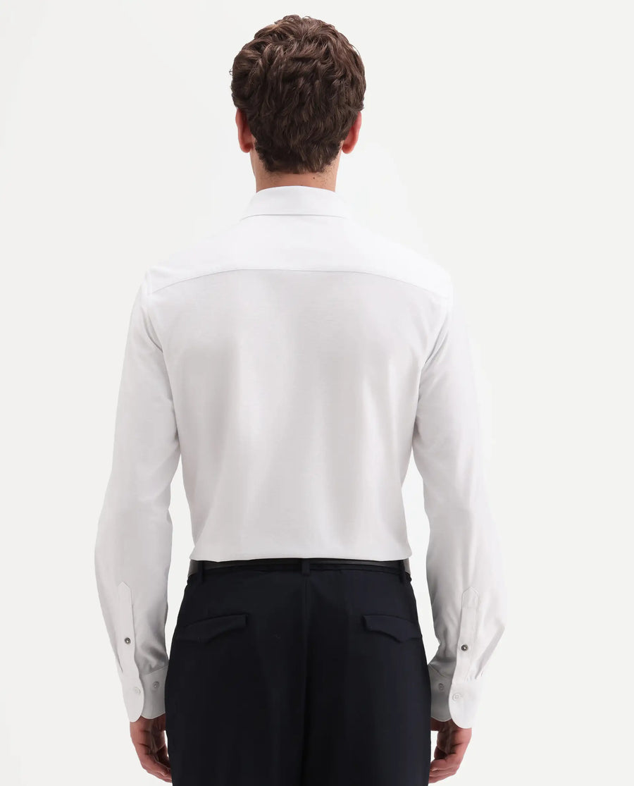 Rare Rabbit Men's Bogi White Cotton Blend Full Sleeve Spread Collar Regular Fit Plain Shirt