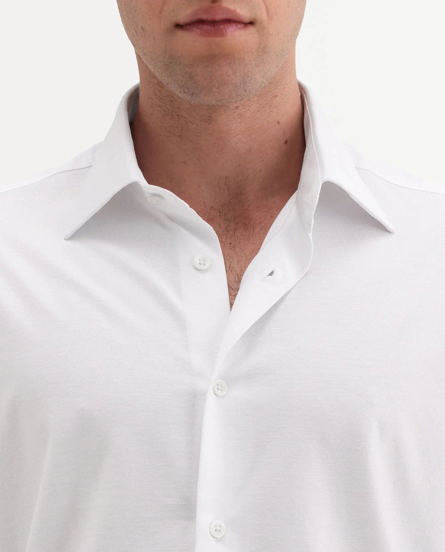 Rare Rabbit Men's Bogi White Cotton Blend Full Sleeve Spread Collar Regular Fit Plain Shirt