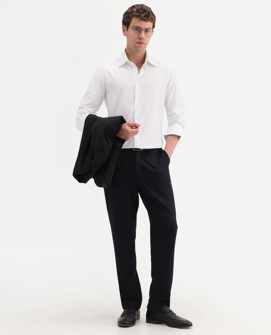 Rare Rabbit Men's Bogi White Cotton Blend Full Sleeve Spread Collar Regular Fit Plain Shirt
