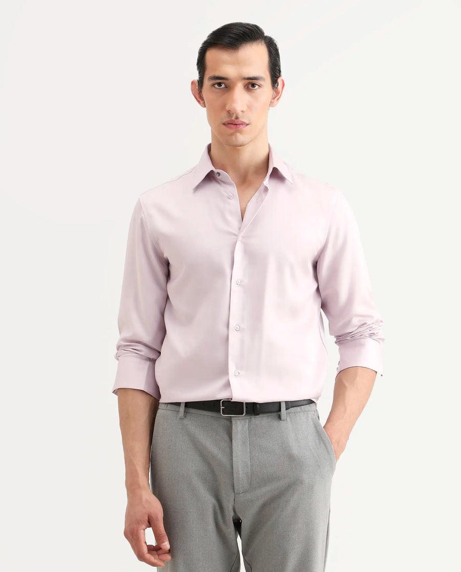 Rare Rabbit Men's Dream Dusky Peach Tencel Fabric Full Sleeve Spread Collar Morris Regular Fit Plain Shirt