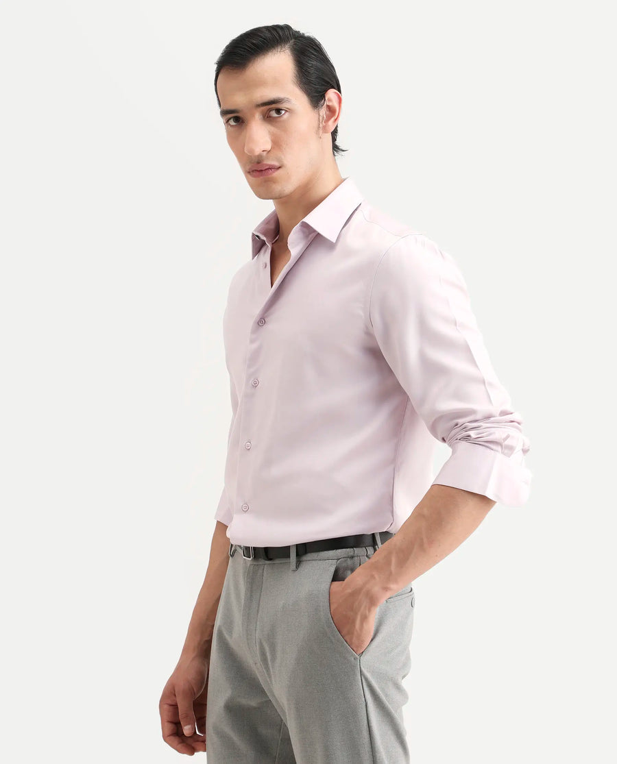 Rare Rabbit Men's Dream Dusky Peach Tencel Fabric Full Sleeve Spread Collar Morris Regular Fit Plain Shirt