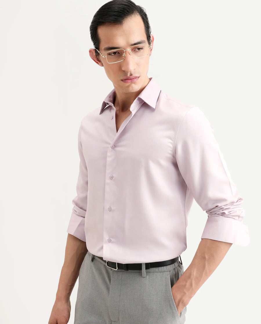 Rare Rabbit Men's Dream Dusky Peach Tencel Fabric Full Sleeve Spread Collar Morris Regular Fit Plain Shirt