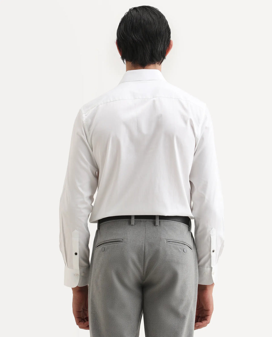 Rare Rabbit Men's Fump White Cotton Jacquard Regular Fit Full Sleeve Collared Shirt