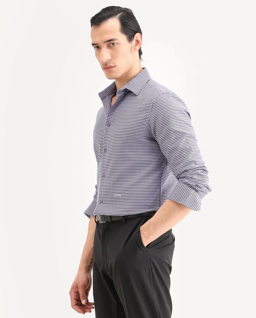 Rare Rabbit Men's Ghesto Purple Cotton Fabric Full Sleeve Spread Collar Regular Fit Checked Shirt