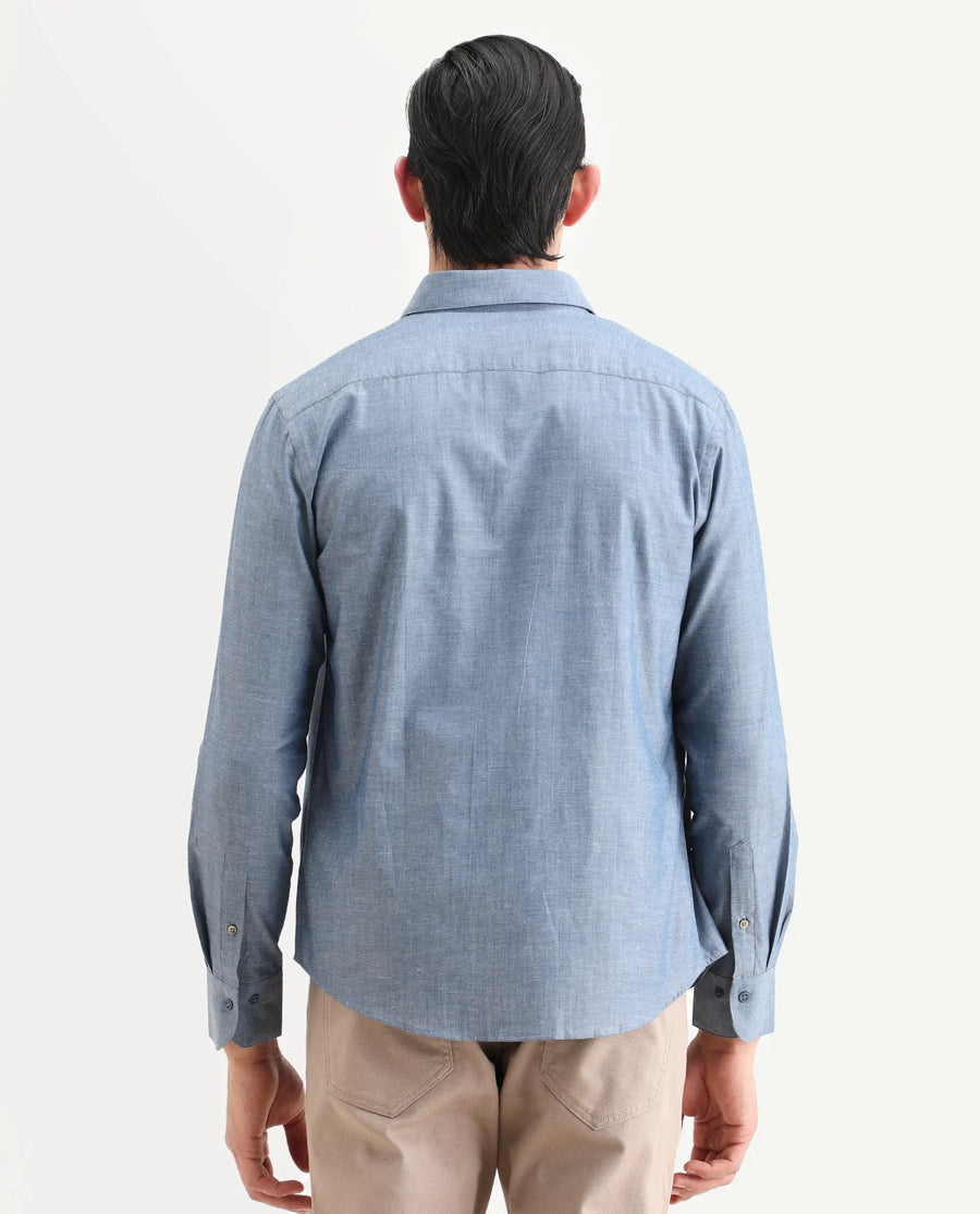 Rare Rabbit Men's Marth Dusky Grey Cotton Fabric Full Sleeve Spread Collar Regular Fit Plain Shirt