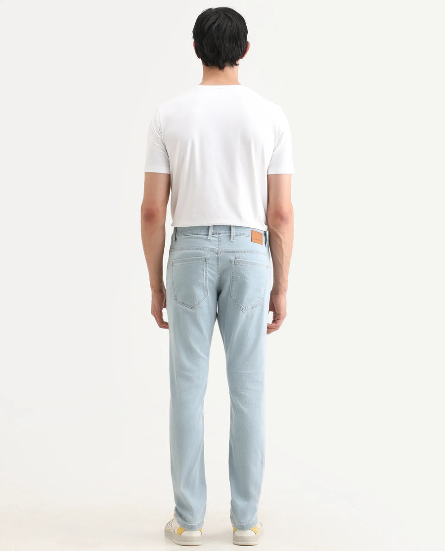 Rare Rabbit Men's Ankl Light Blue Cotton Blend Fabric Hawk Slim Plain Jeans