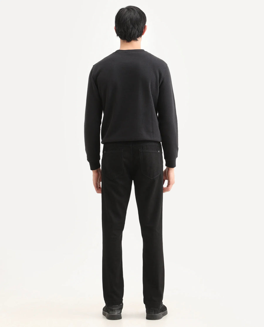 Rare Rabbit Men's Khal 26 Black Cotton Fabric Kurt Carrot Plain Jeans