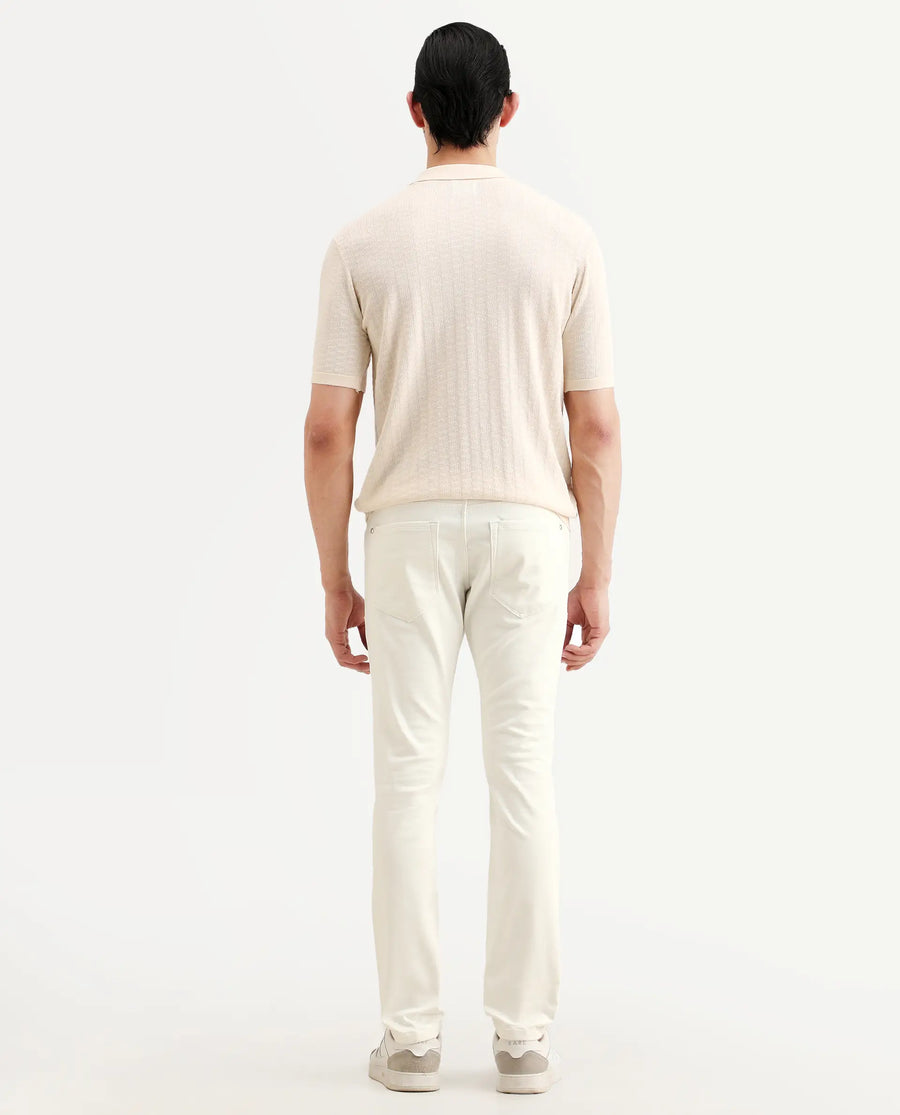 Rare Rabbit Men's Korv 26 White Cotton Blend Fabric Hawk Slim Plain Jeans