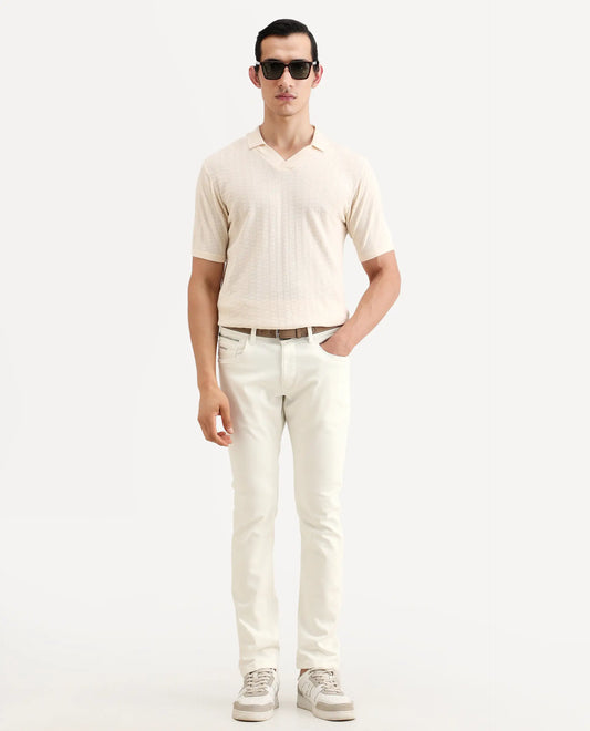 Rare Rabbit Men's Korv 26 White Cotton Blend Fabric Hawk Slim Plain Jeans
