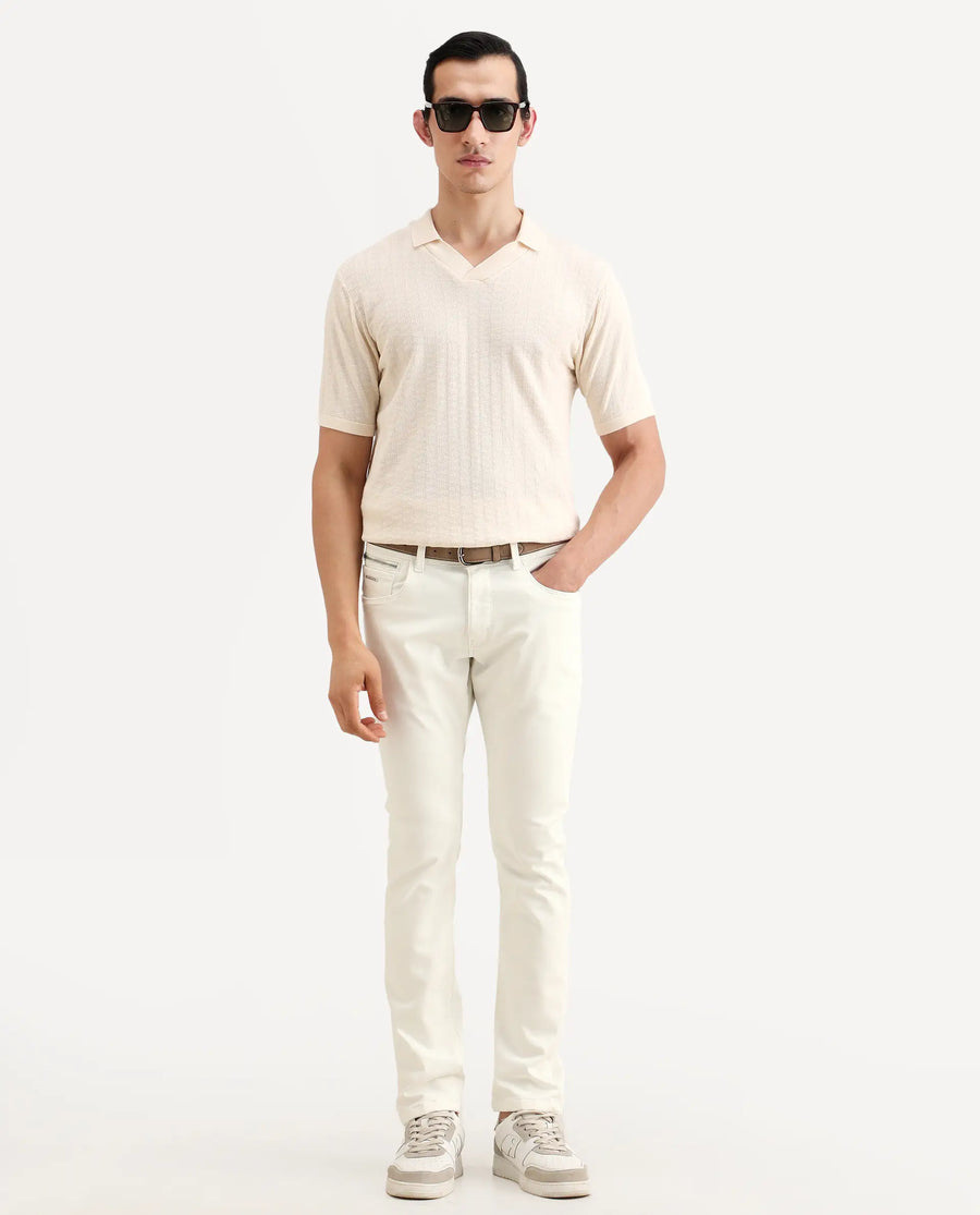Rare Rabbit Men's Korv 26 White Cotton Blend Fabric Hawk Slim Plain Jeans