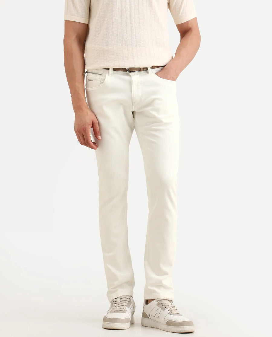 Rare Rabbit Men's Korv 26 White Cotton Blend Fabric Hawk Slim Plain Jeans