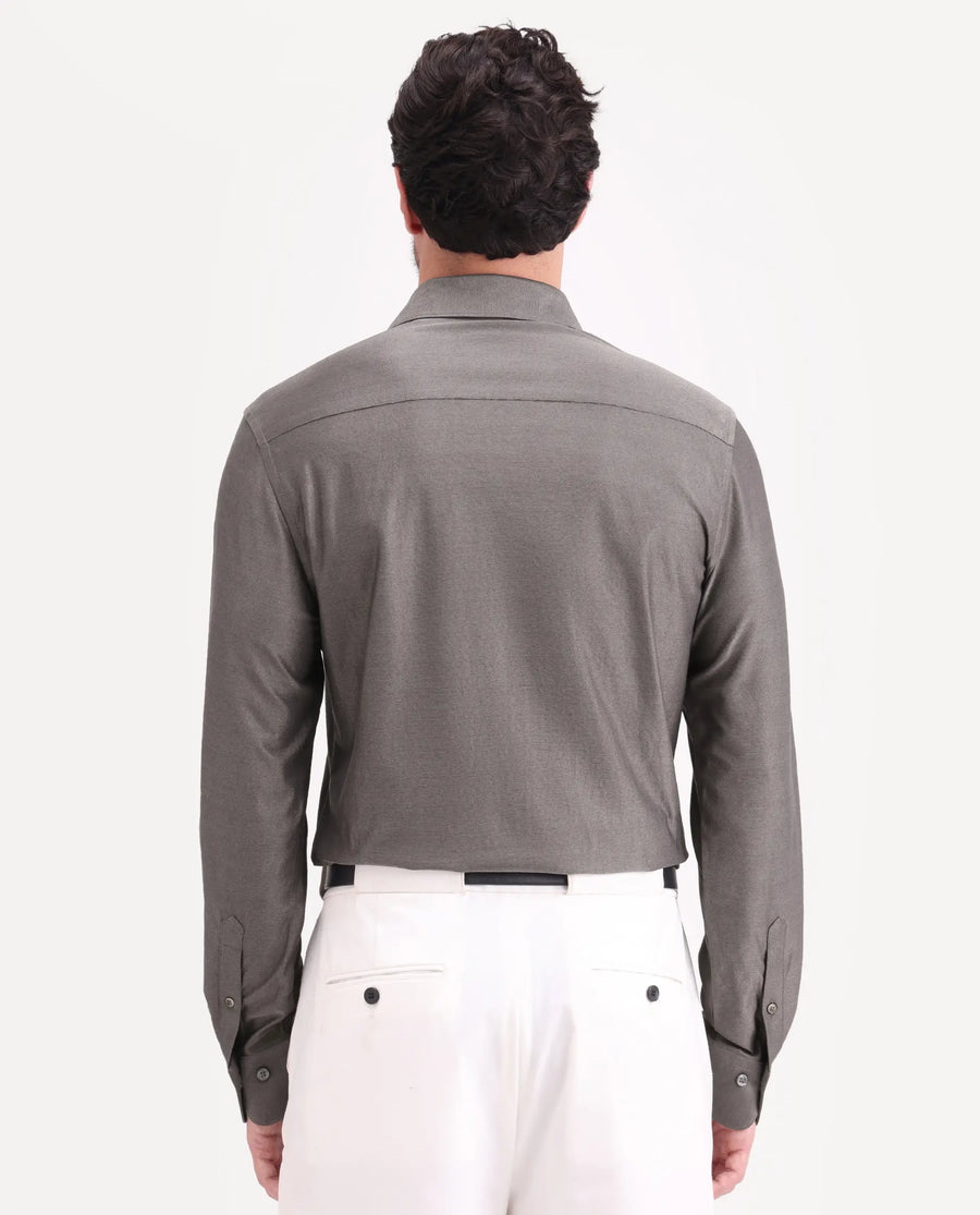Rare Rabbit Men's Bogi Dusky Brown Cotton Blend Full Sleeve Spread Collar Regular Fit Plain Shirt
