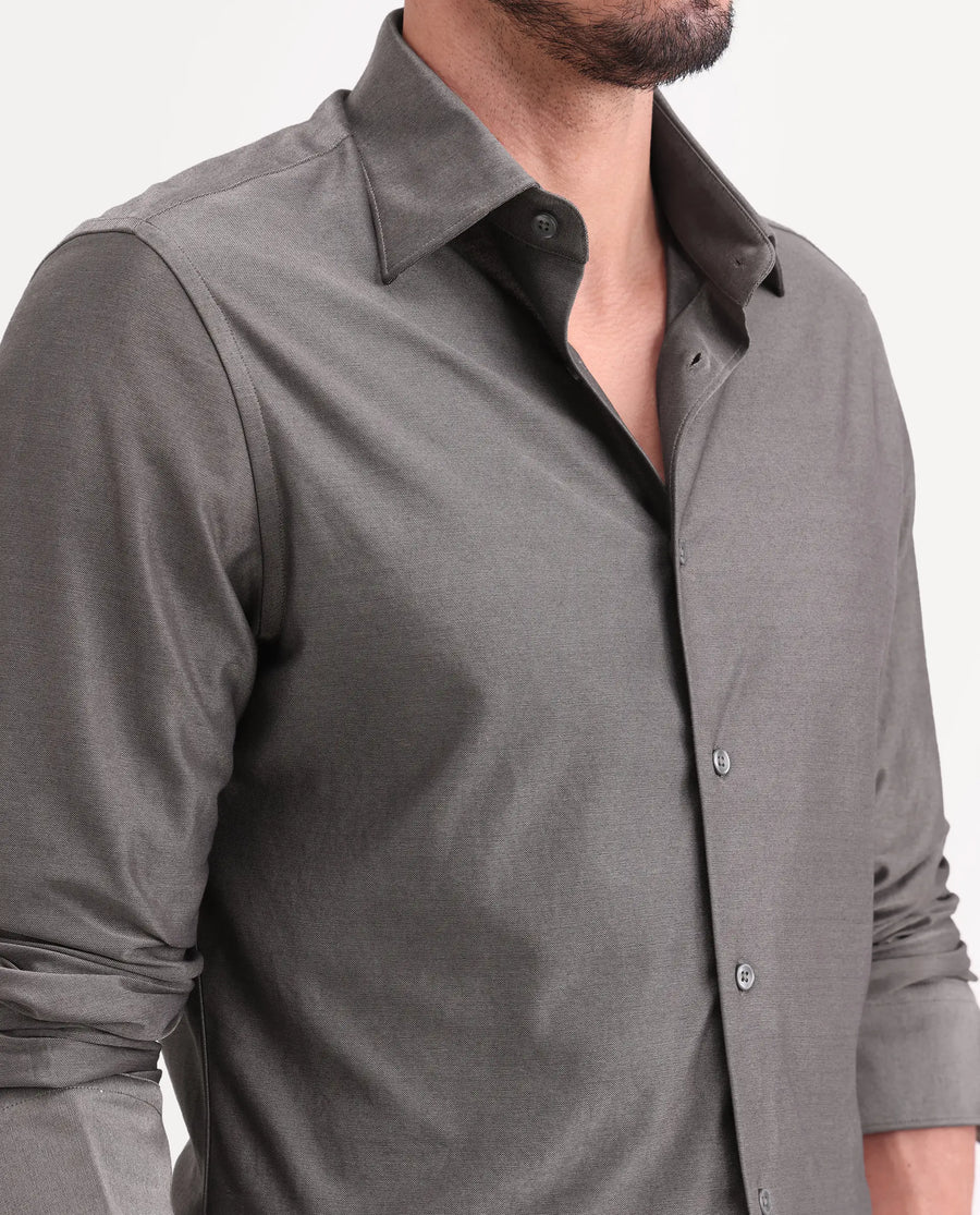 Rare Rabbit Men's Bogi Dusky Brown Cotton Blend Full Sleeve Spread Collar Regular Fit Plain Shirt