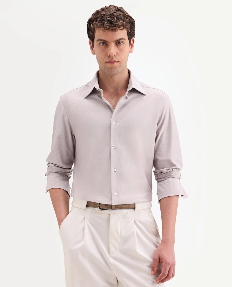Rare Rabbit Men's Bogi Light Pink Cotton Blend Full Sleeve Spread Collar Regular Fit Plain Shirt