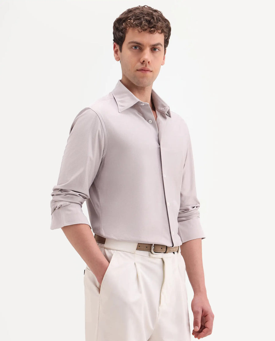 Rare Rabbit Men's Bogi Light Pink Cotton Blend Full Sleeve Spread Collar Regular Fit Plain Shirt