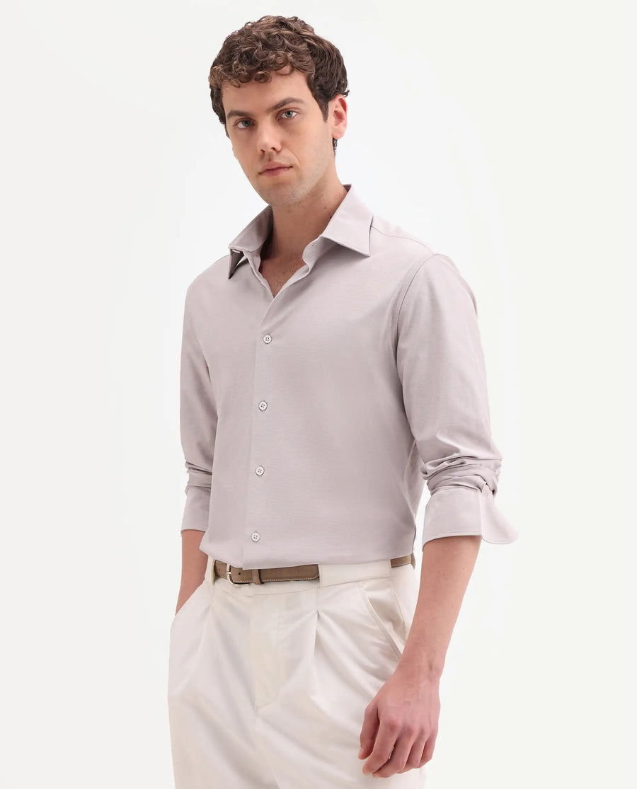 Rare Rabbit Men's Bogi Light Pink Cotton Blend Full Sleeve Spread Collar Regular Fit Plain Shirt