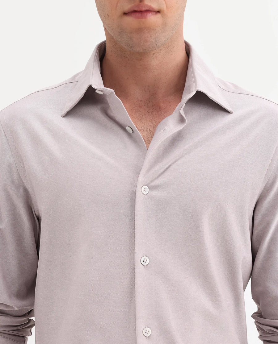 Rare Rabbit Men's Bogi Light Pink Cotton Blend Full Sleeve Spread Collar Regular Fit Plain Shirt