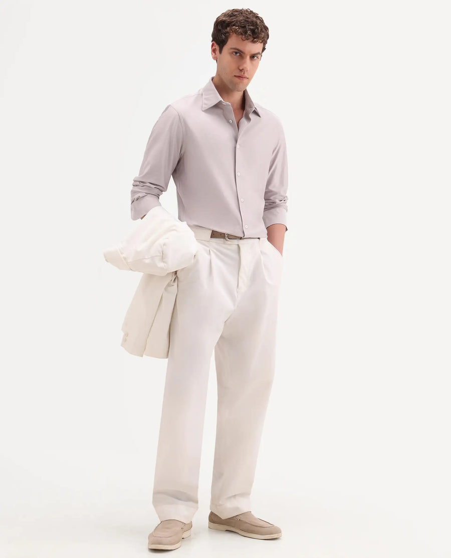Rare Rabbit Men's Bogi Light Pink Cotton Blend Full Sleeve Spread Collar Regular Fit Plain Shirt