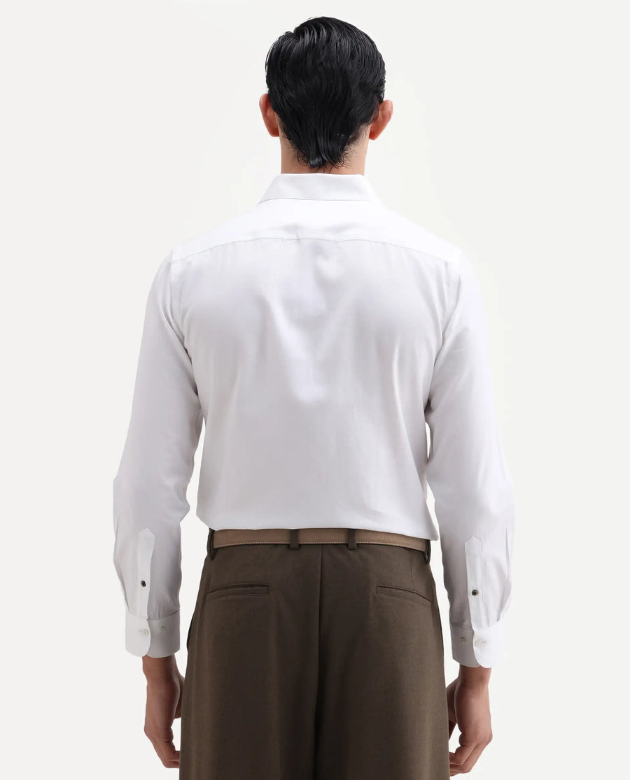 Rare Rabbit Men's Giro White Cotton Full Sleeve Spread Collar Regular Fit Plain Shirt