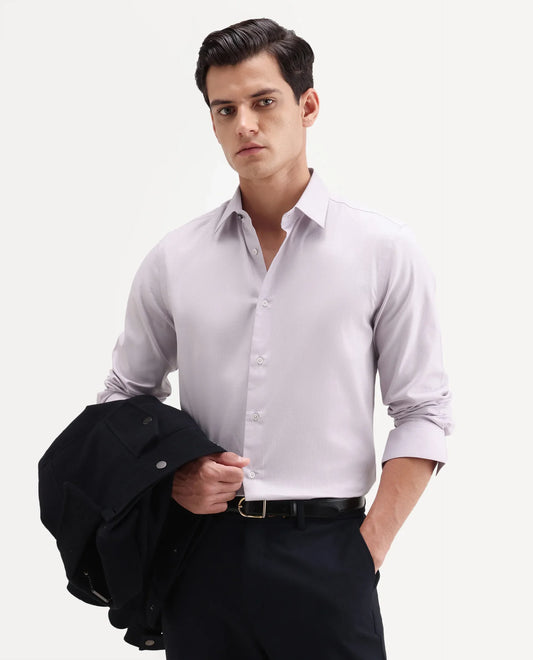 Rare Rabbit Men's Giro Light Purple Cotton Full Sleeve Spread Collar Regular Fit Plain Shirt