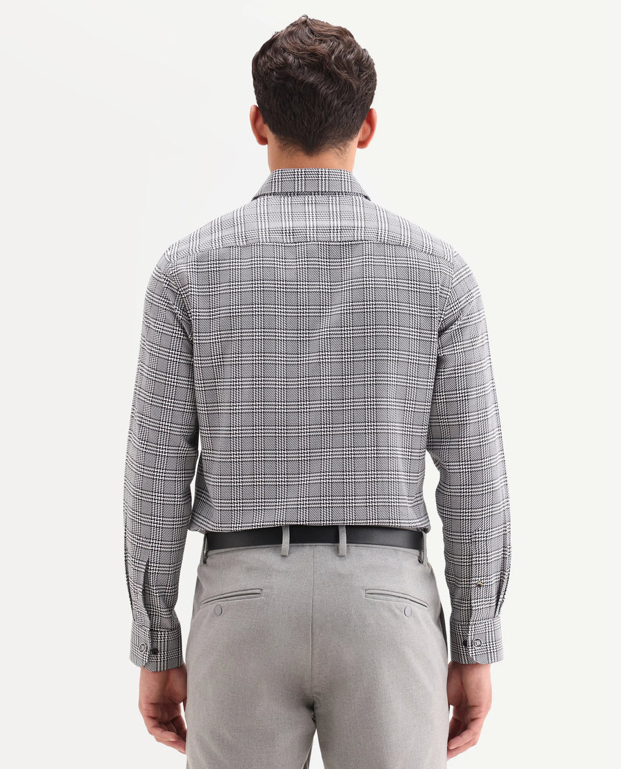 Rare Rabbit Men's Kate Black Cotton Fabric Full Sleeve Spread Collar Regular Checked Shirt