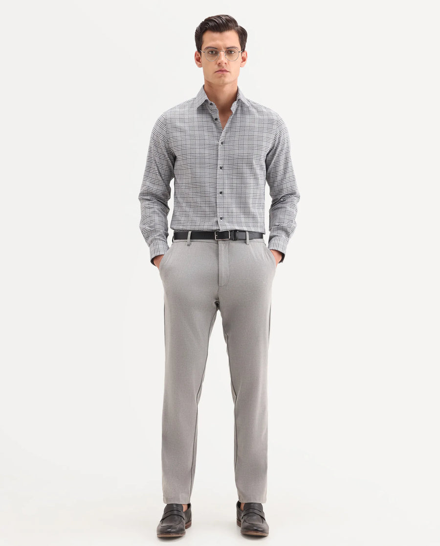 Rare Rabbit Men's Kate Black Cotton Fabric Full Sleeve Spread Collar Regular Checked Shirt