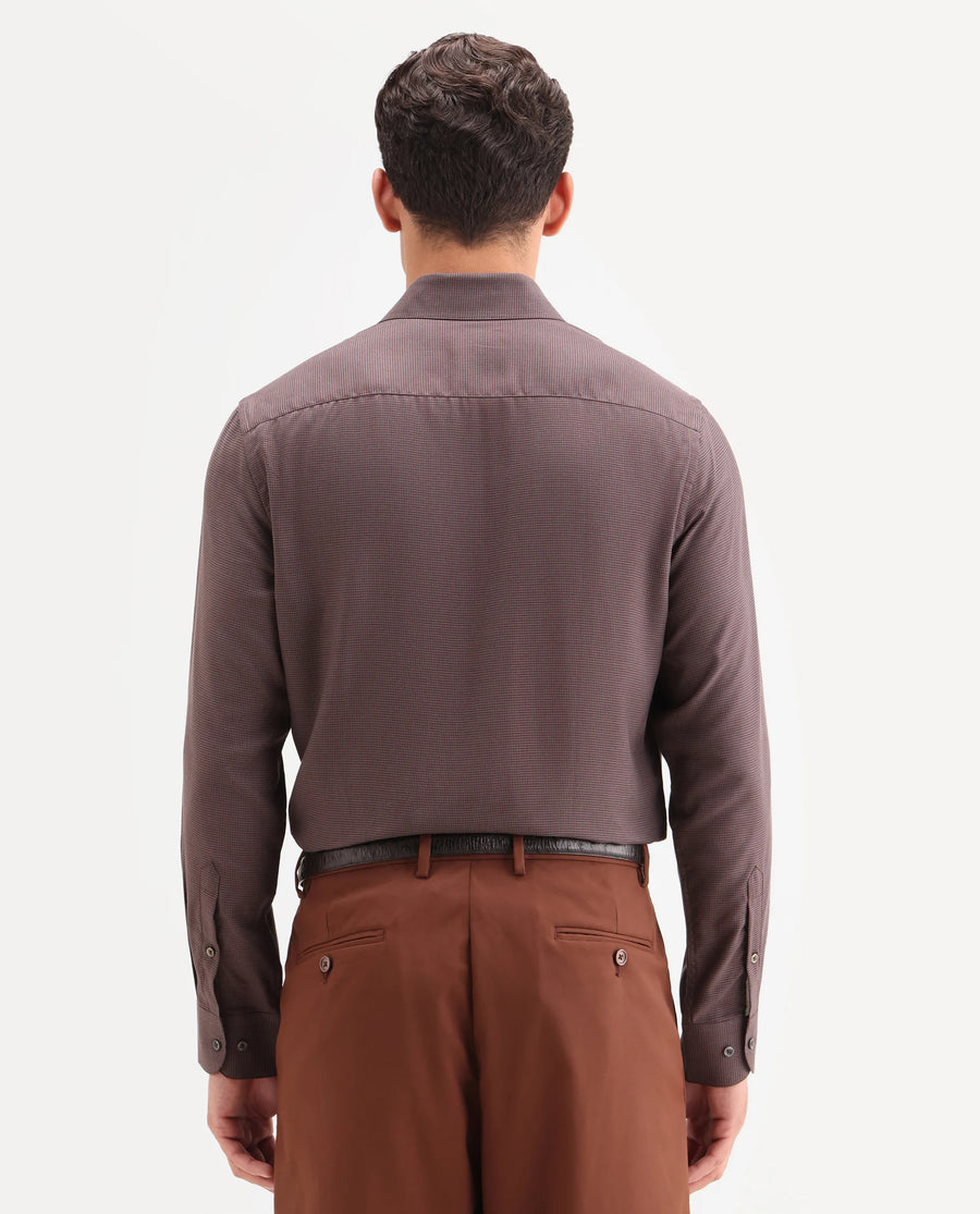 Rare Rabbit Men's Lume Maroon Tencel Fabric Full Sleeve Spread Collar Button Regular Plain Shirt