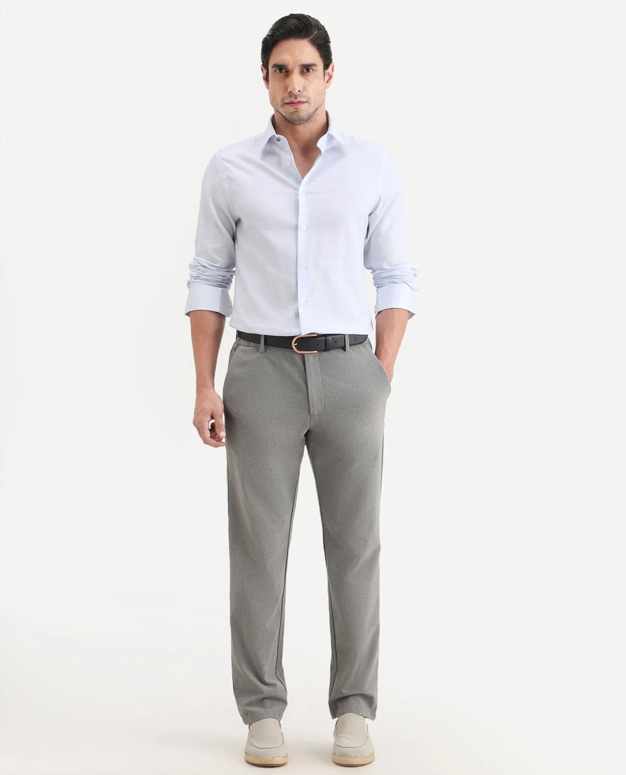 Rare Rabbit Men's Reef Light Blue Cotton Fabric Full Sleeve Spread Collar Button Regular Plain Shirt