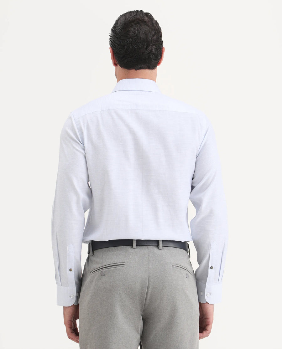 Rare Rabbit Men's Reef Light Blue Cotton Fabric Full Sleeve Spread Collar Button Regular Plain Shirt