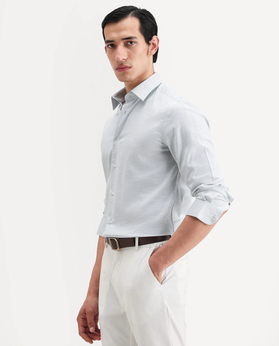 Rare Rabbit Men's Reef Light Green Cotton Fabric Full Sleeve Spread Collar Button Regular Plain Shirt