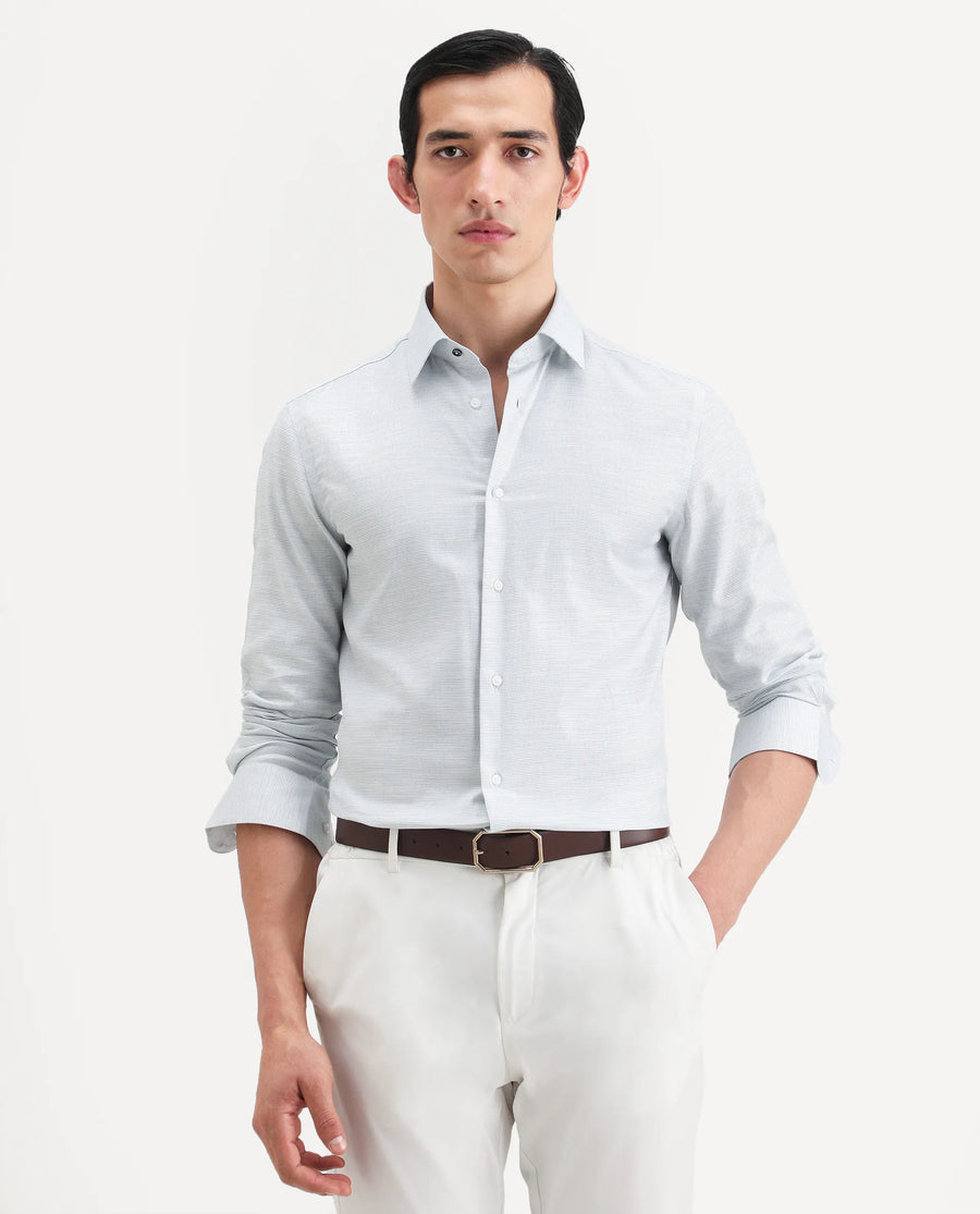 Rare Rabbit Men's Reef Light Green Cotton Fabric Full Sleeve Spread Collar Button Regular Plain Shirt