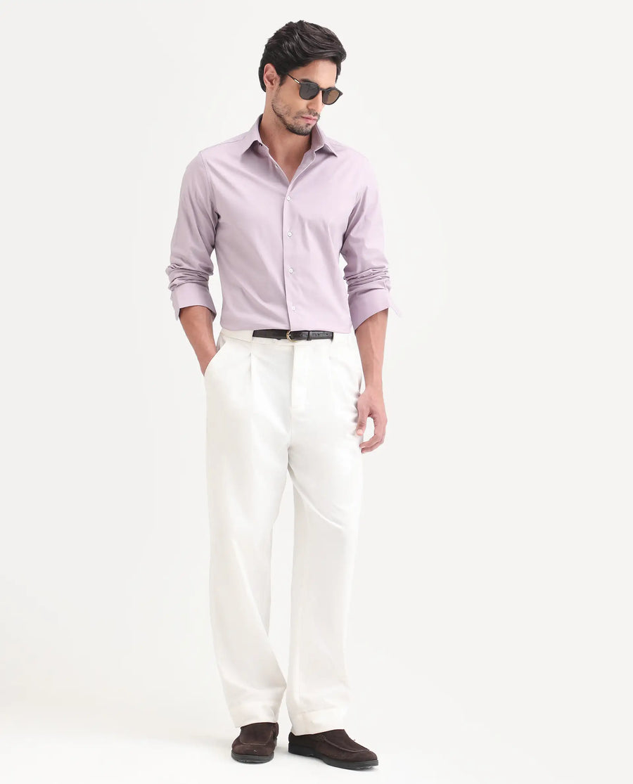 Rare Rabbit Men's Neutron-Ss26 Light Pink Cotton Blend Full Sleeve Spread Collar Regular Fit Plain Shirt