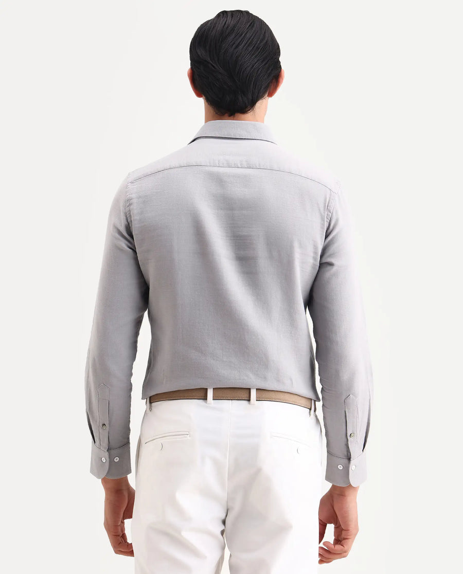 Rare Rabbit Men's Raxo Dusky Purple Cotton Fabric Full Sleeve Spread Collar Regular Fit Plain Shirt