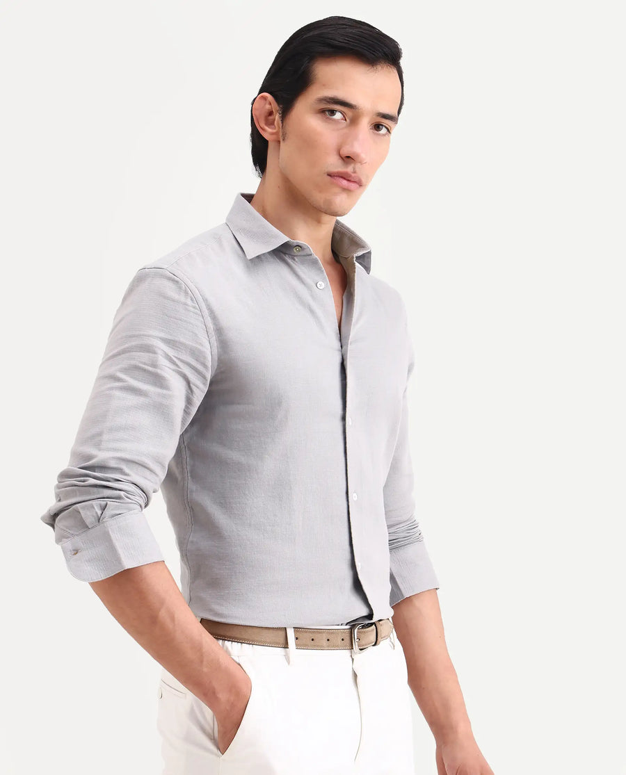 Rare Rabbit Men's Raxo Dusky Purple Cotton Fabric Full Sleeve Spread Collar Regular Fit Plain Shirt