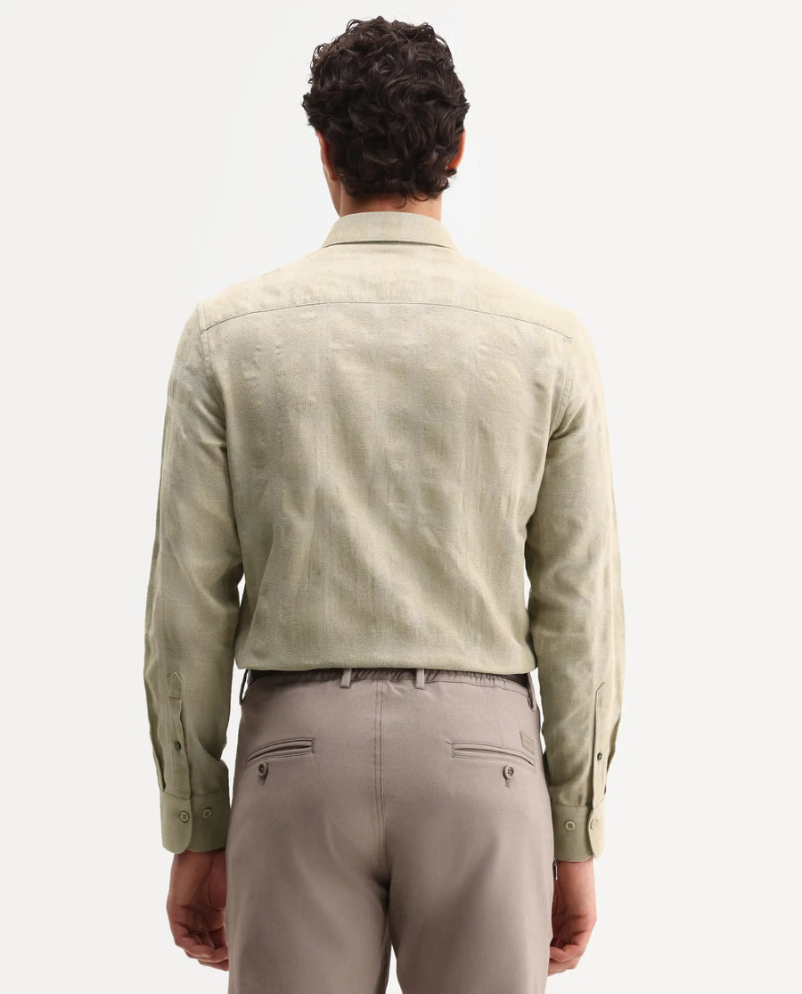 Rare Rabbit Men's Mexa Dusky Green Cotton Blend Fabric Full Sleeve Collared Regular Fit Checked Shirt