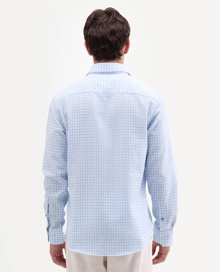 Rare Rabbit Men's Micko White Polyester Blend Fabric Full Sleeve Collared Regular Fit Checked Shirt