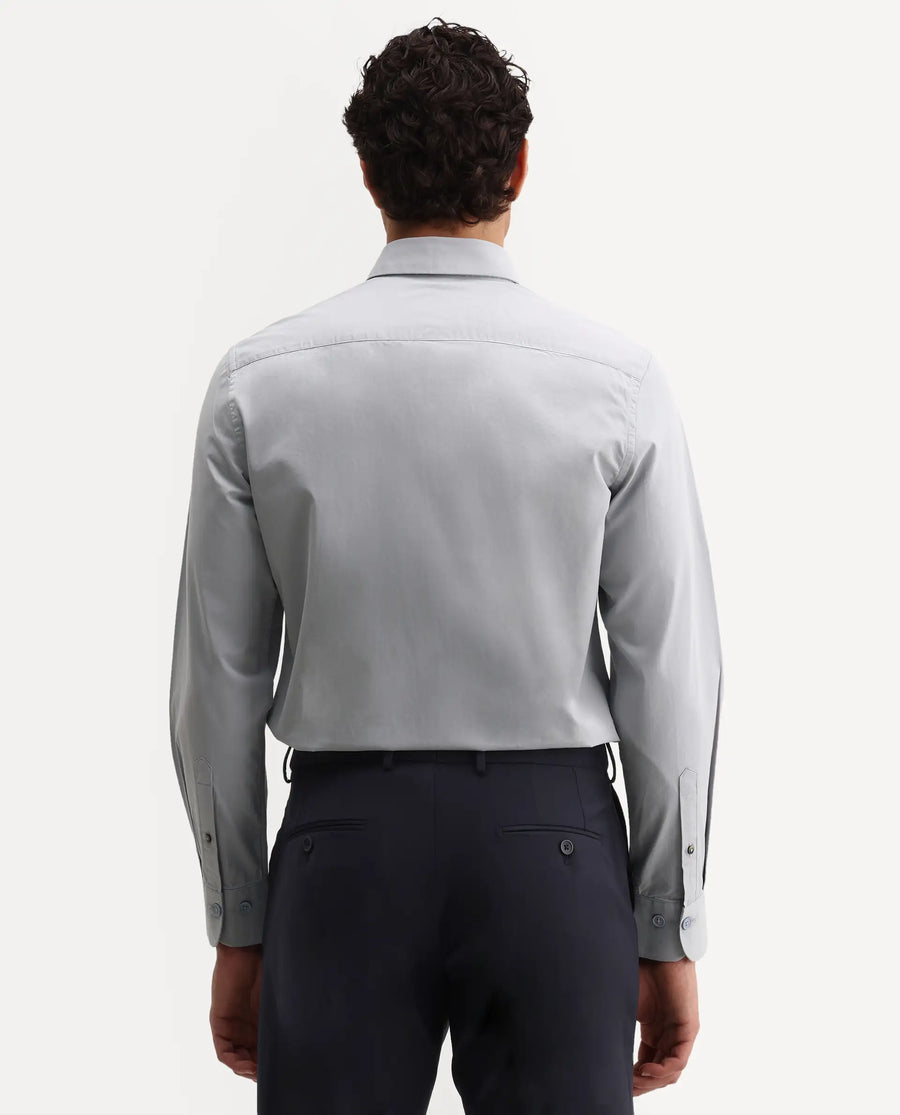 Rare Rabbit Men's Eder Light Blue Cotton Fabric Full Sleeve Collared Regular Fit Plain Shirt