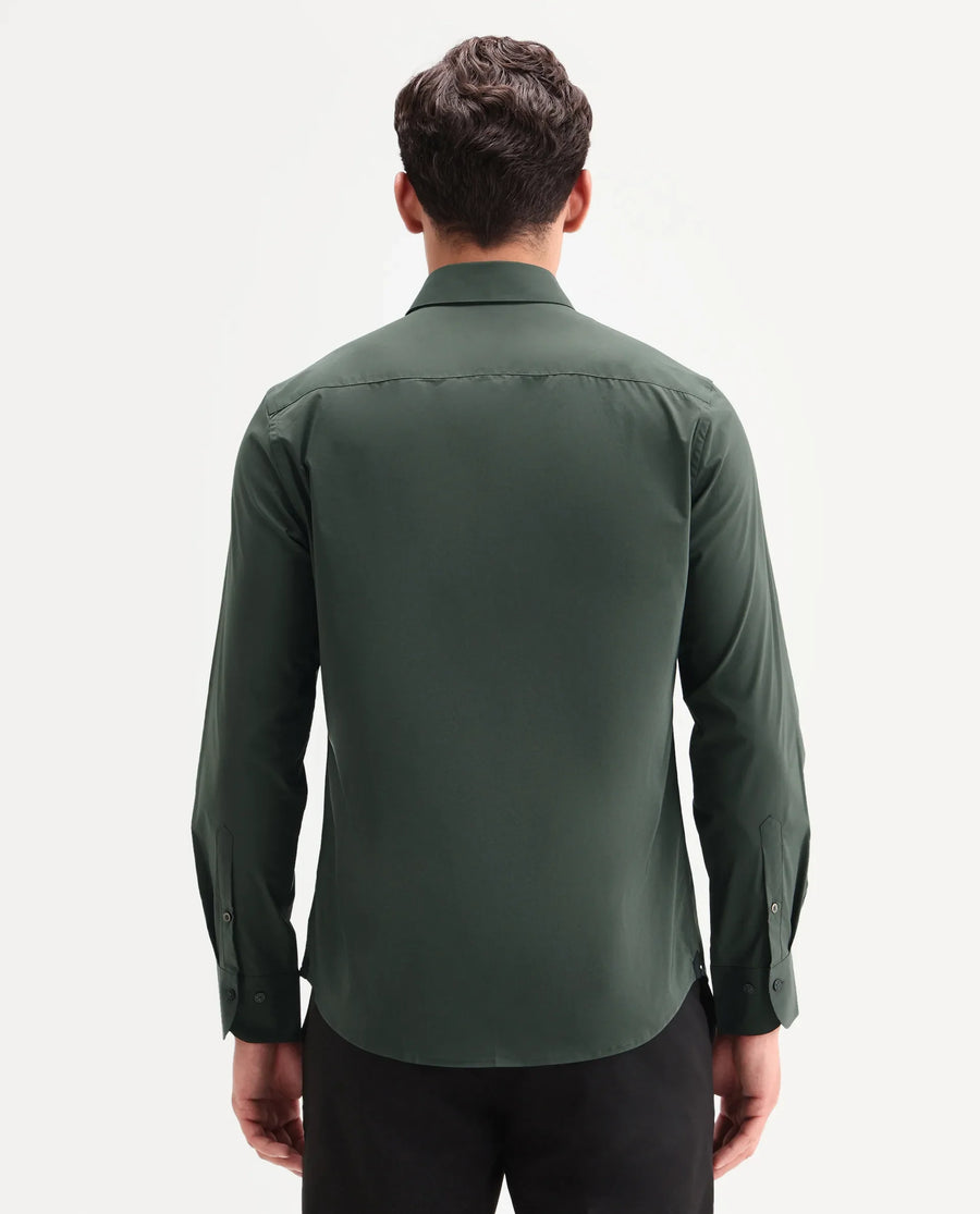 Rare Rabbit Men's Zidan Dark Green Cotton Blend Fabric Full Sleeve Spread Collar Button Regular Plain Shirt