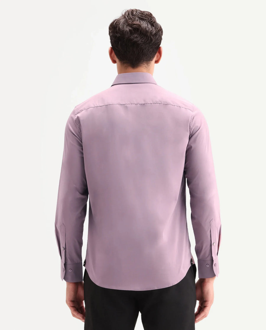 Rare Rabbit Men's Zidan Dusky Pink Cotton Blend Fabric Full Sleeve Spread Collar Button Regular Plain Shirt