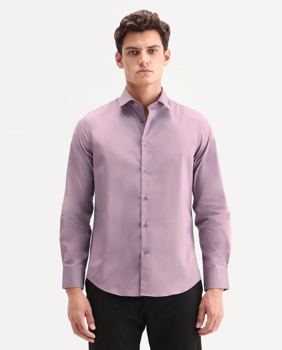 Rare Rabbit Men's Zidan Dusky Pink Cotton Blend Fabric Full Sleeve Spread Collar Button Regular Plain Shirt
