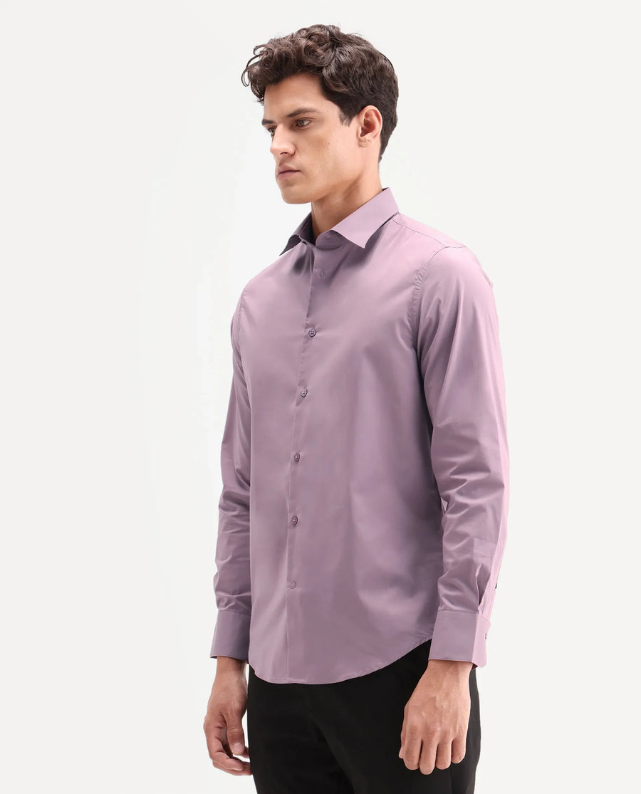 Rare Rabbit Men's Zidan Dusky Pink Cotton Blend Fabric Full Sleeve Spread Collar Button Regular Plain Shirt