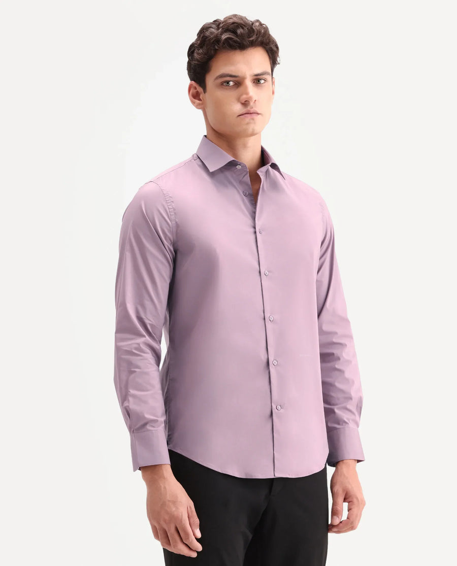 Rare Rabbit Men's Zidan Dusky Pink Cotton Blend Fabric Full Sleeve Spread Collar Button Regular Plain Shirt