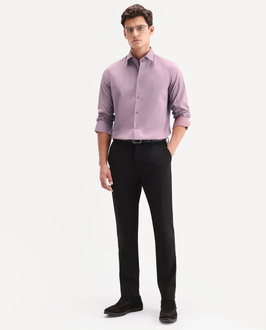 Rare Rabbit Men's Zidan Dusky Pink Cotton Blend Fabric Full Sleeve Spread Collar Button Regular Plain Shirt
