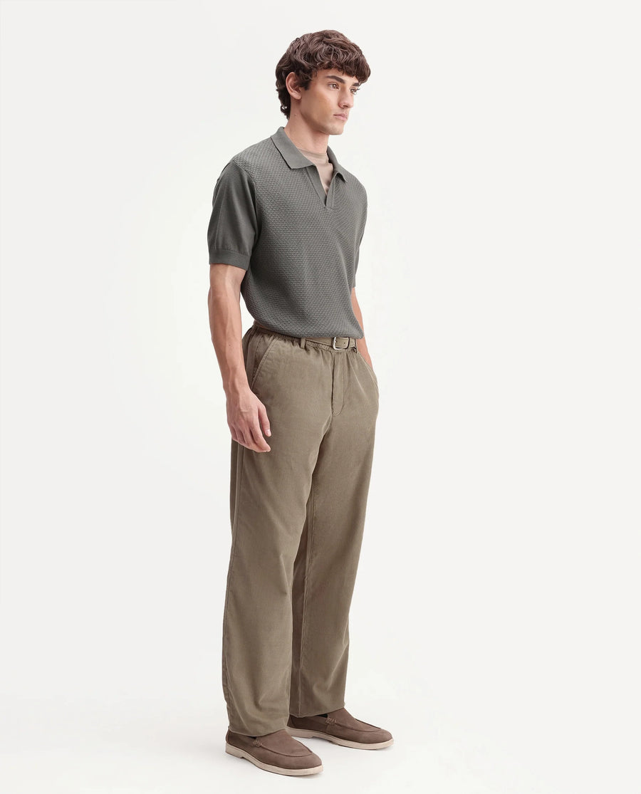 Rare Rabbit Men's Chant-B Dark Beige Cotton Straight Fit Regular Length Trouser