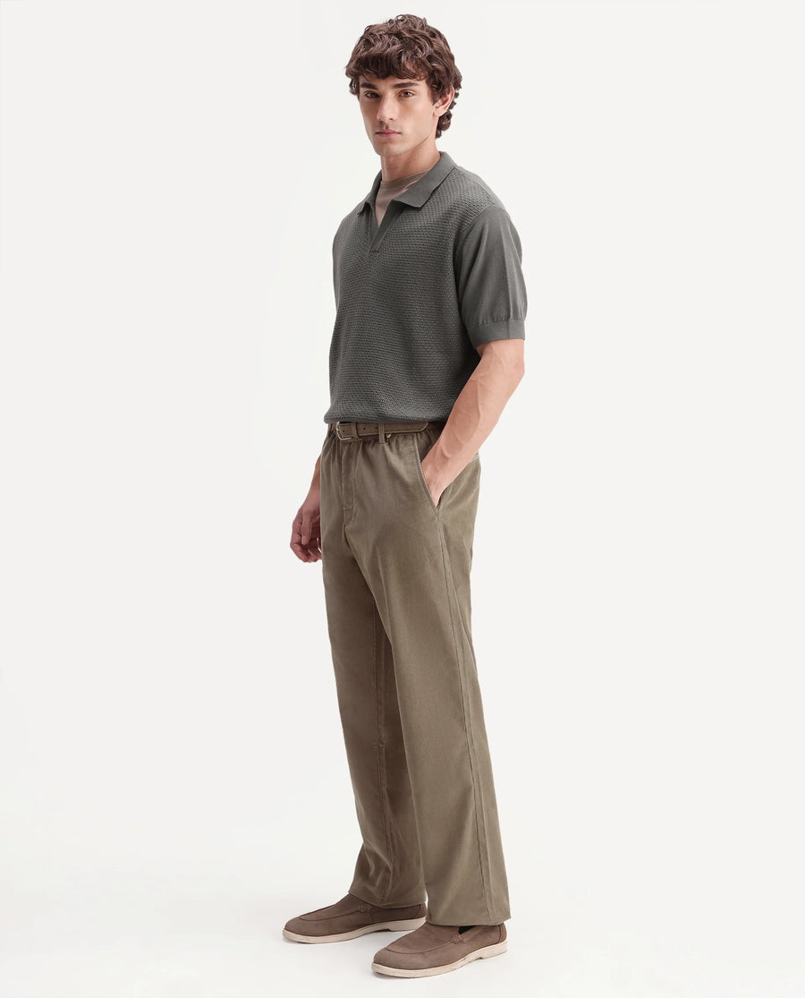 Rare Rabbit Men's Chant-B Dark Beige Cotton Straight Fit Regular Length Trouser