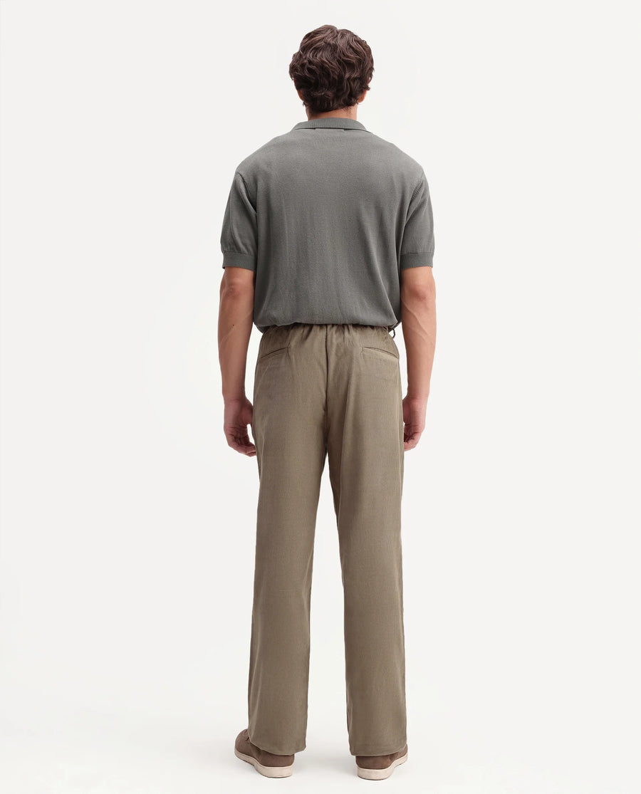 Rare Rabbit Men's Chant-B Dark Beige Cotton Straight Fit Regular Length Trouser