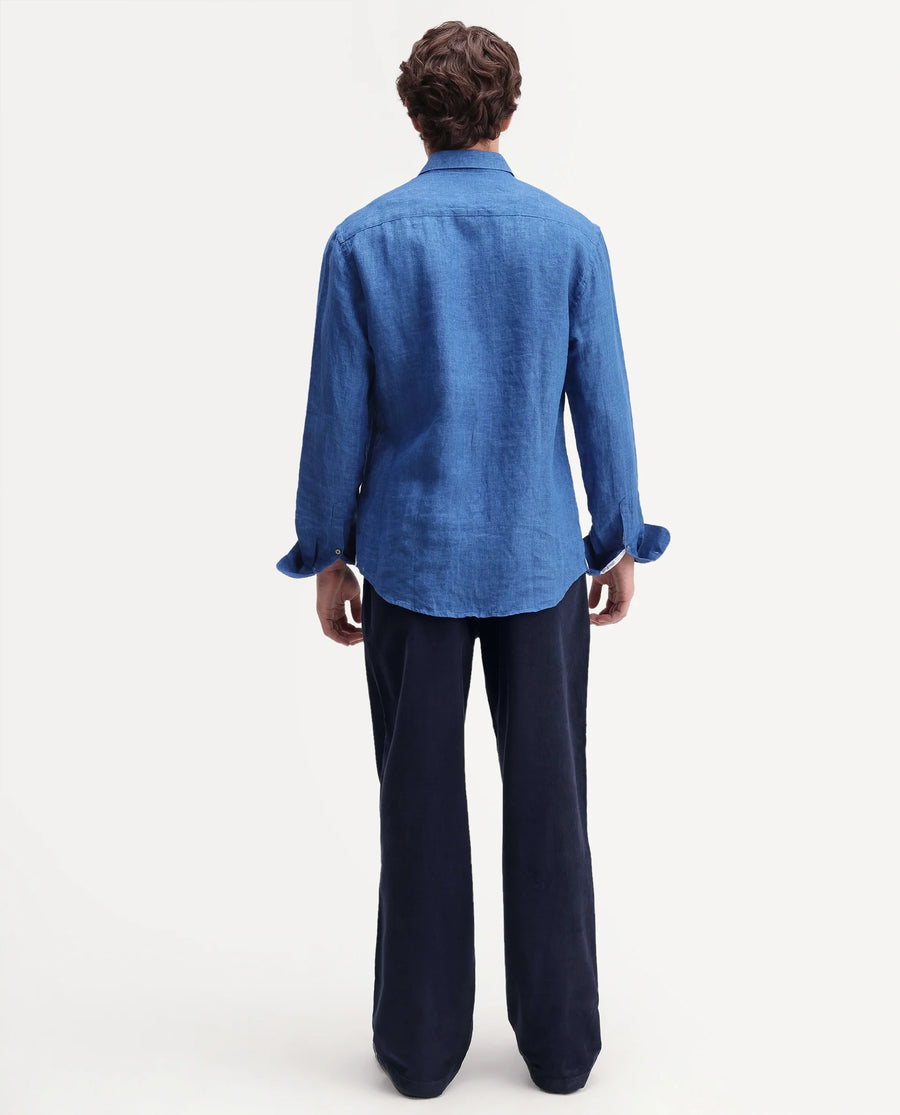Rare Rabbit Men's Chant-B Dark Blue Cotton Straight Fit Regular Length Trouser